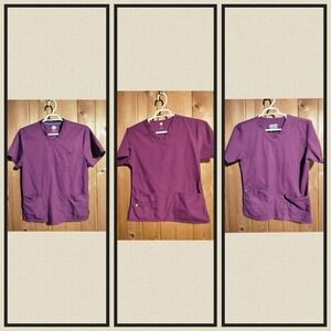 Scrubs Lot Dickies and Wonder Work  tops X3 all maroon color and all size small